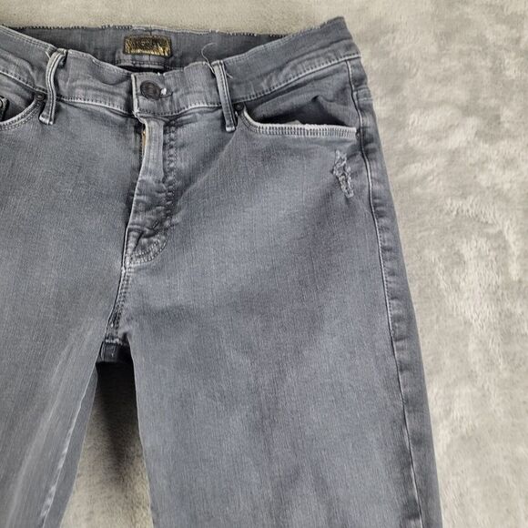 Mother Jeans Women's 30 Faded Black Denim Fray The Weekender Flare Legs Y2K 90s - Picture 8 of 16